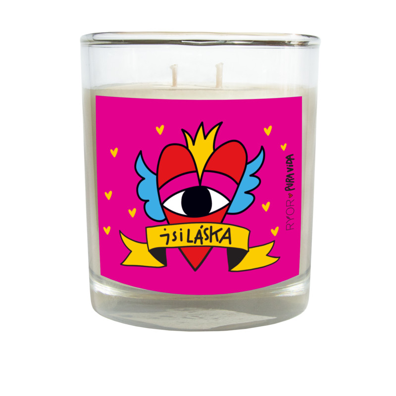 PuraVida svíčka s vůní čisté prádlo LÁSKA
